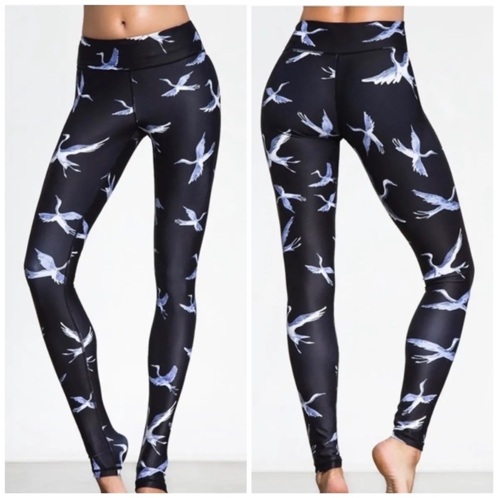 Carbon38 Aiko Crane Bird Print Leggings
